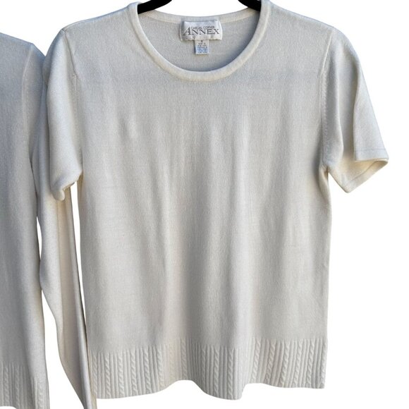 Casual Corner Annex Womens Cream Knit Cardigan & Short Sleeve Top Sweater Set M - Picture 5 of 11